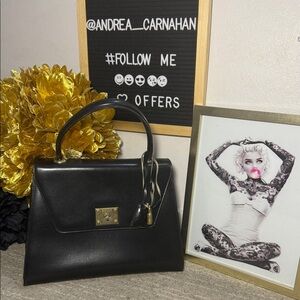 Bally Black Leather Satchel with lock and key